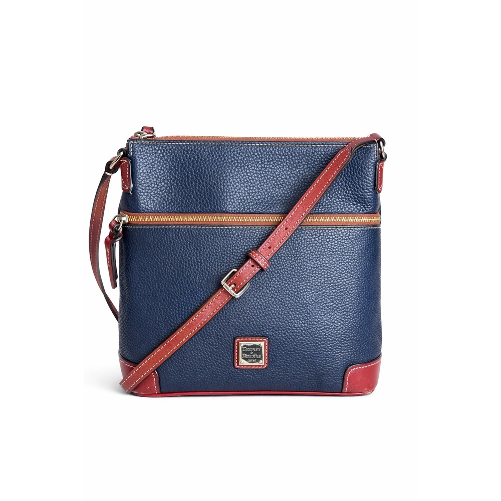 Dooney & Bourke Navy and Red Pebbled Leather Crossbody Bag